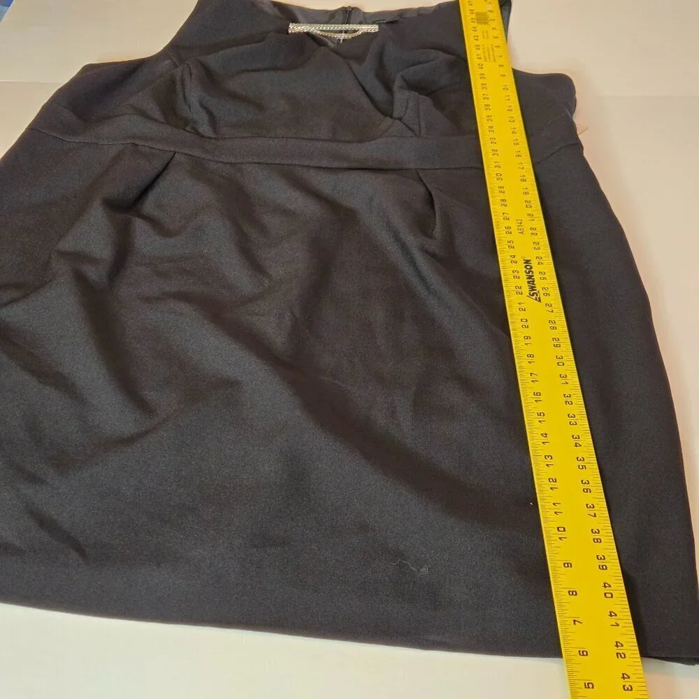 Le Bos Black Sleeveless Midi Dress Silver Front Chain Accent Plus Sz 22W - Picture 13 of 16